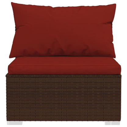 Set Divani da Giardino 7 pz con Cuscini in Polyrattan Marrone | homemem39