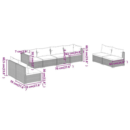 Set Divani da Giardino 8 pz con Cuscini in Polyrattan Marrone | homemem39
