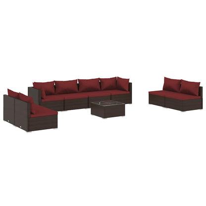 Set Divani da Giardino 9 pz con Cuscini in Polyrattan