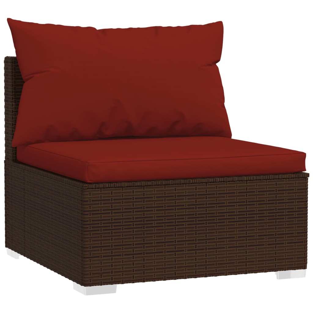 Set Divani da Giardino 9 pz con Cuscini in Polyrattan Marrone | homemem39