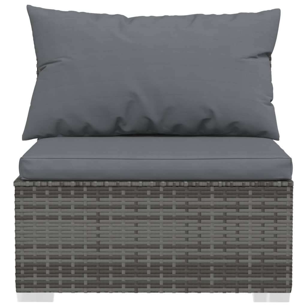 Set Divani da Giardino 9 pz con Cuscini in Polyrattan Grigio | homemem39