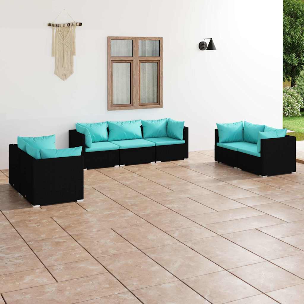 Set Divani da Giardino 7 pz con Cuscini in Polyrattan