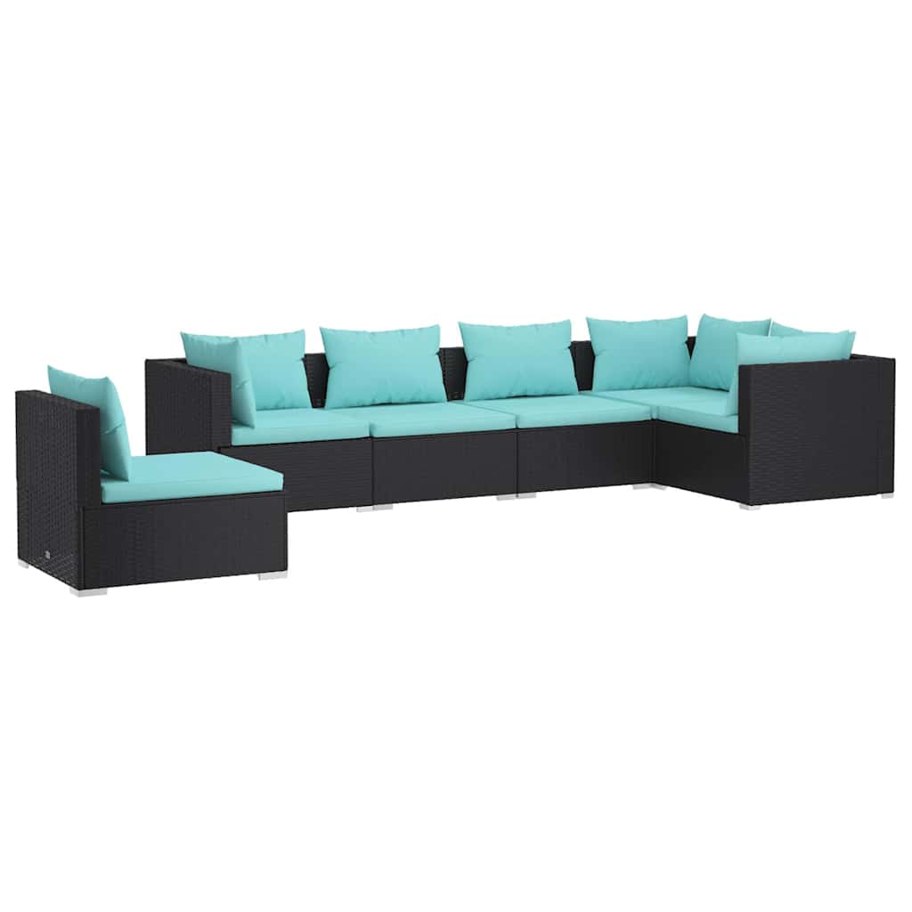 Set Divani da Giardino 6 pz con Cuscini in Polyrattan