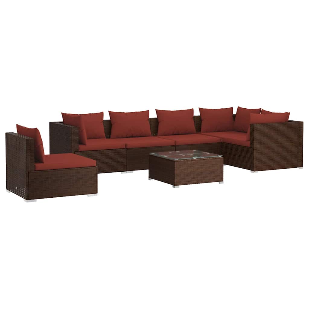 Set Divani da Giardino 7 pz con Cuscini in Polyrattan