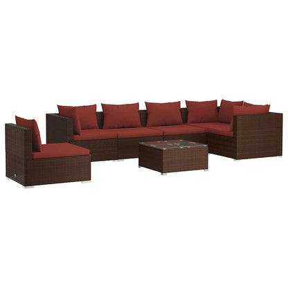 Set Divani da Giardino 7 pz con Cuscini in Polyrattan