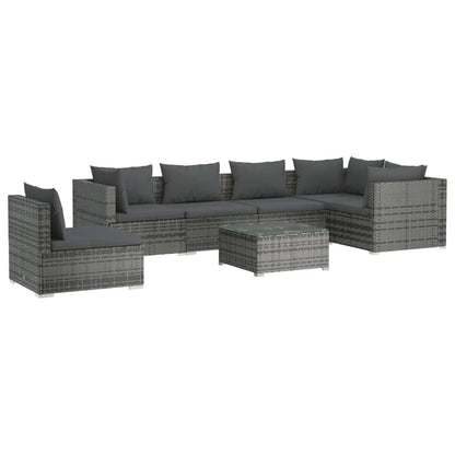 Set Divani da Giardino 7 pz con Cuscini in Polyrattan Grigio | homemem39