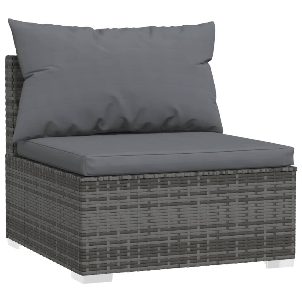 Set Divani da Giardino 7 pz con Cuscini in Polyrattan Grigio | homemem39