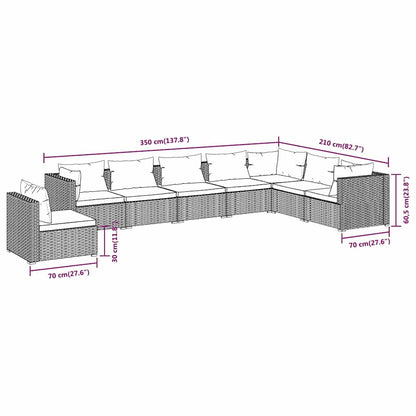 Set Divani da Giardino 8 pz con Cuscini in Polyrattan Marrone