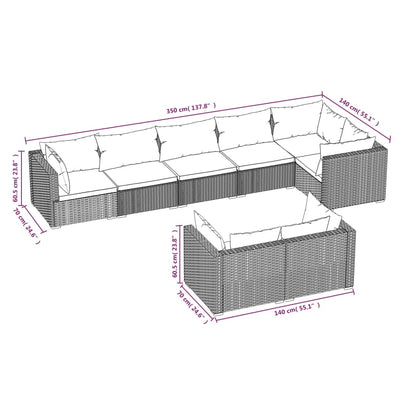 Set Divani da Giardino 8 pz con Cuscini in Polyrattan Marrone | homemem39
