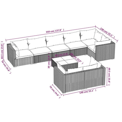 Set Divani da Giardino 9 pz con Cuscini in Polyrattan Marrone | homemem39