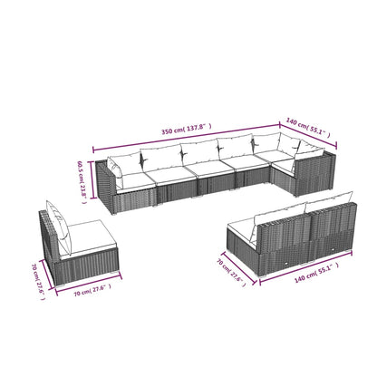 Set Divani da Giardino 9 pz con Cuscini in Polyrattan Marrone | homemem39