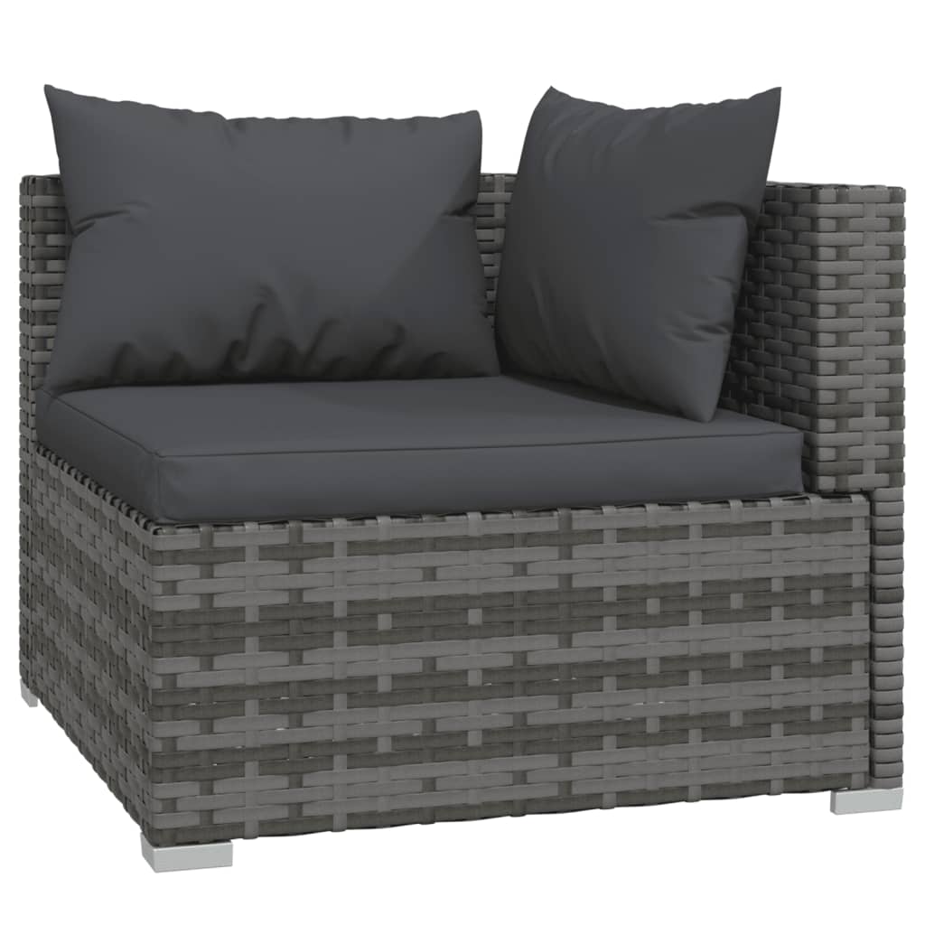 Set Divani da Giardino 8 pz con Cuscini in Polyrattan Grigio | homemem39