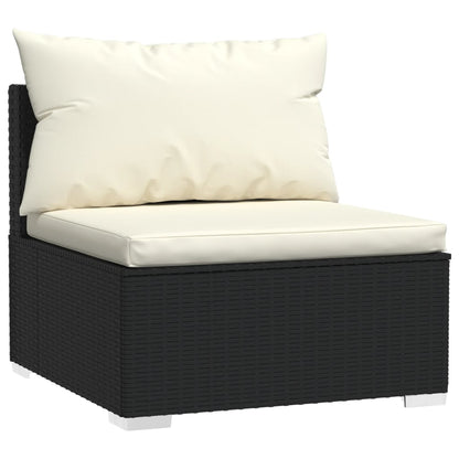 Set Divani da Giardino 11 pz con Cuscini in Polyrattan Nero | homemem39