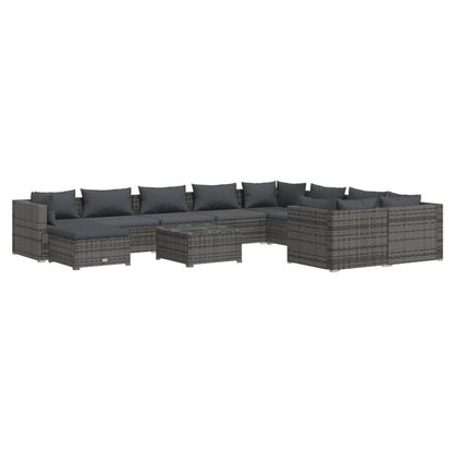 Set Divani da Giardino 11 pz con Cuscini in Polyrattan Grigio | homemem39