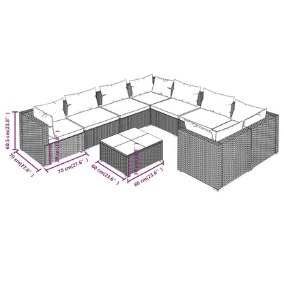 Set Divani da Giardino 9 pz con Cuscini in Polyrattan Nero | homemem39