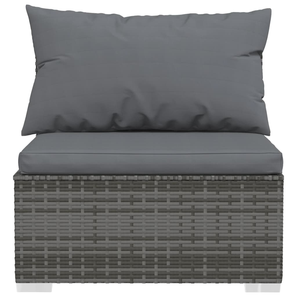 Set Divani da Giardino 9 pz con Cuscini in Polyrattan Grigio | homemem39