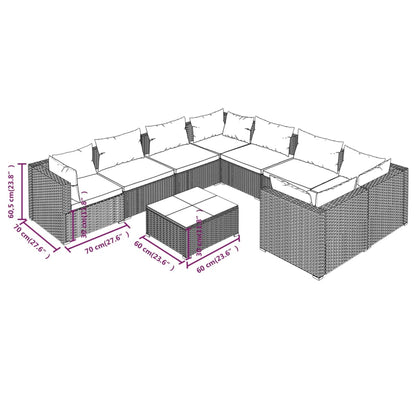 Set Divani da Giardino 9 pz con Cuscini in Polyrattan Grigio | homemem39