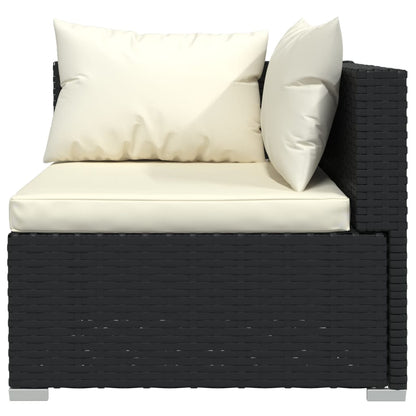 8-piece Garden Sofa Set with Black Polyrattan Cushions