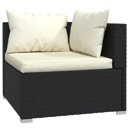 14-piece Garden Sofa Set with Black Polyrattan Cushions