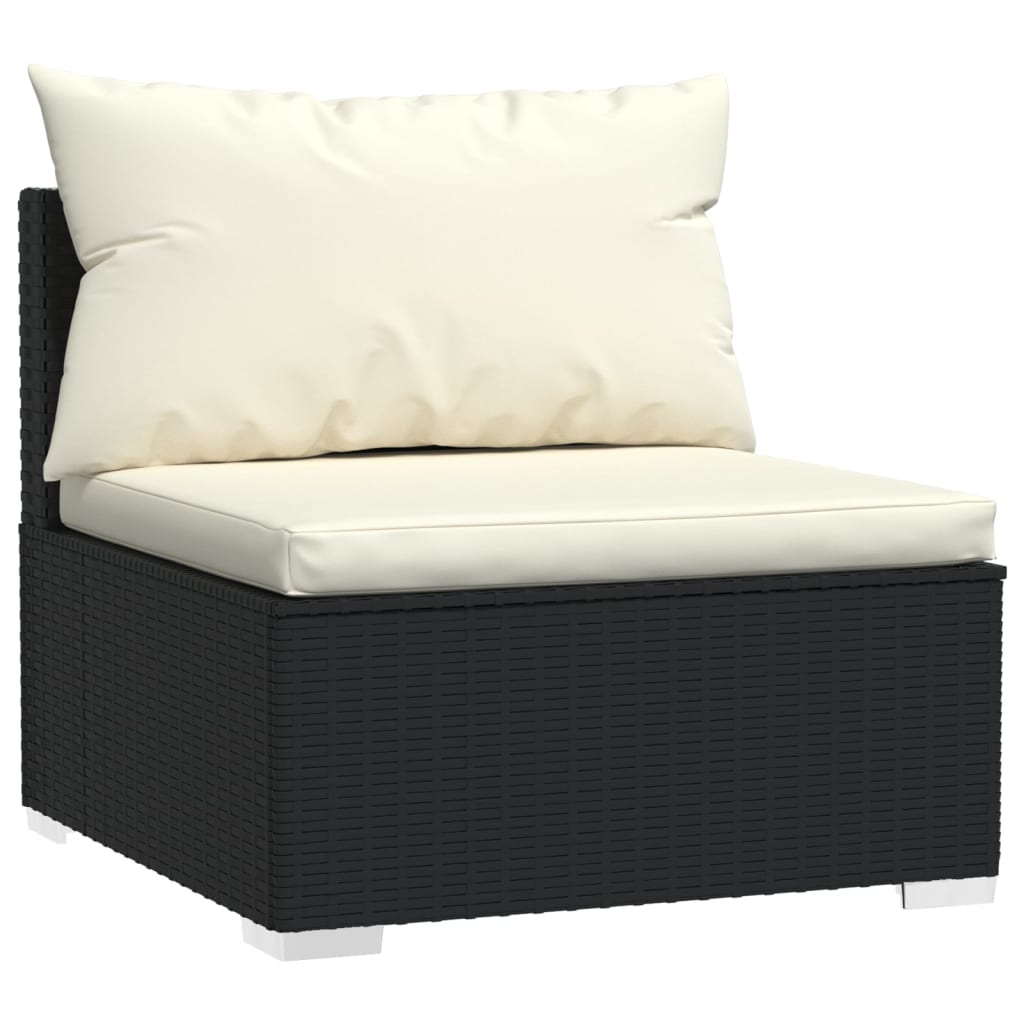 14-piece Garden Sofa Set with Black Polyrattan Cushions