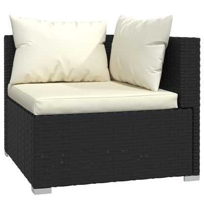 11 pc Garden Sofa Set with Black Polyrattan Cushions