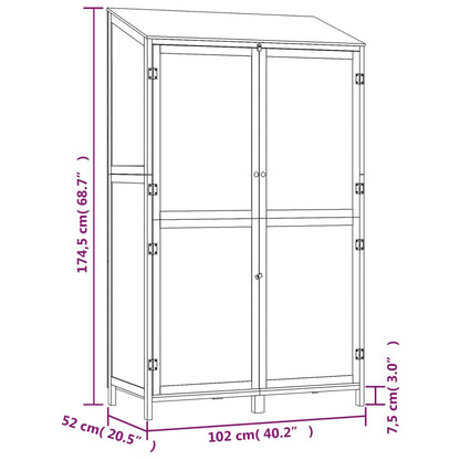 Capanno Giardino Antracite 102x52x174,5 cm Legno Massello Abete