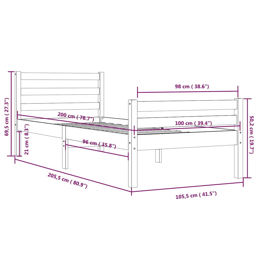 Giroletto Nero in Legno Massello 100x200 cm | homemem39