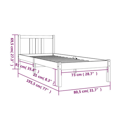 Giroletto in Legno Massello Grigio 75x190 cm Small Single