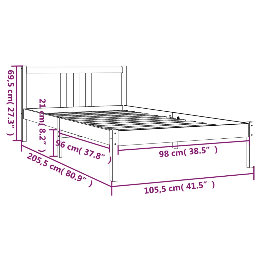 Giroletto senza Materasso Ambra in Legno Massello 100x200 cm | homemem39