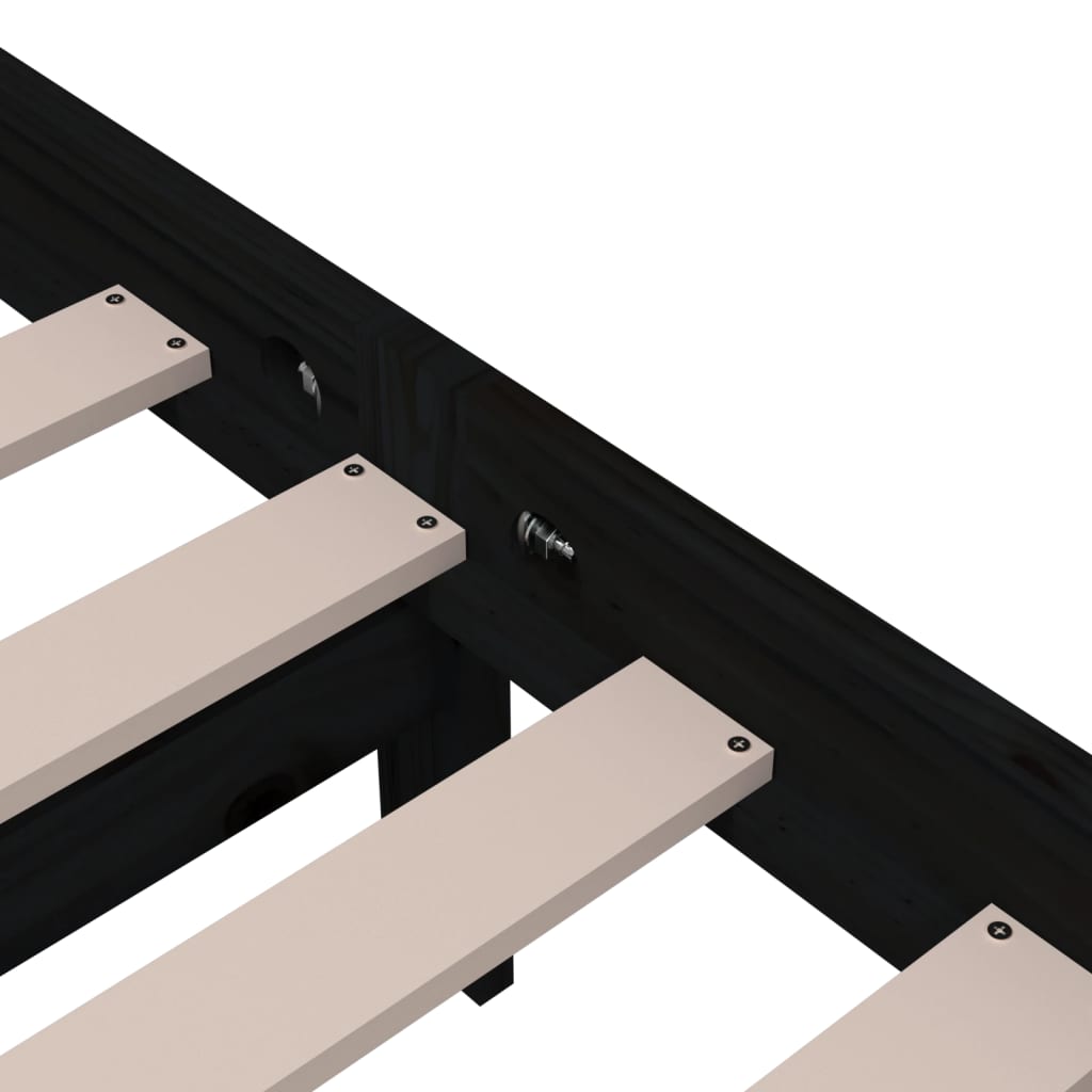 Giroletto Nero in Legno Massello 150x200 cm King Size - homemem39