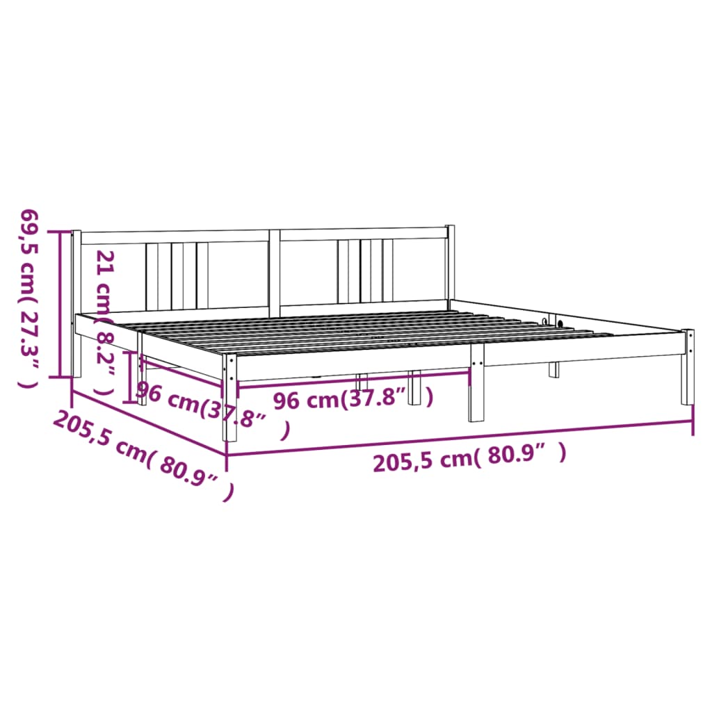 Giroletto senza Materasso in Legno Massello 200x200 cm | homemem39
