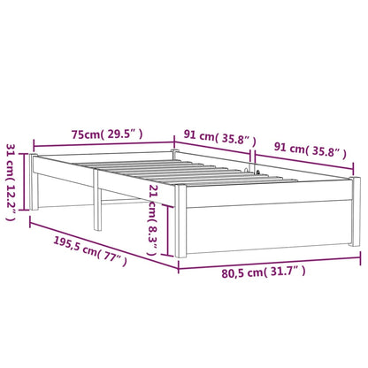 Giroletto in Legno Massello Nero 75x190 cm Small Single | homemem39