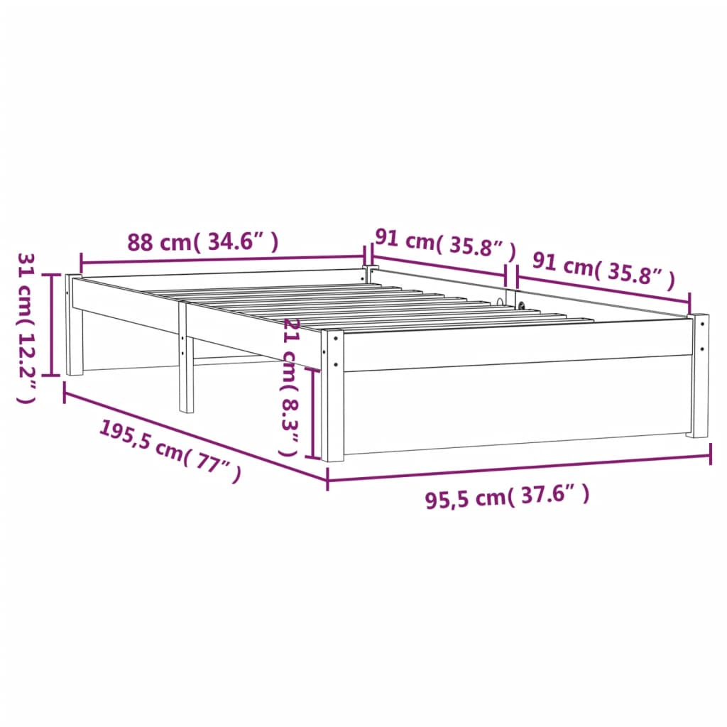 Giroletto Ambra in Legno Massello 90x190 cm Single | homemem39