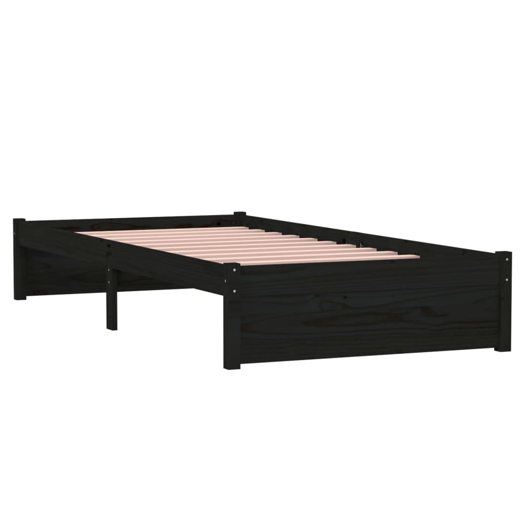 Giroletto Nero in Legno Massello 90x190 cm Single | homemem39