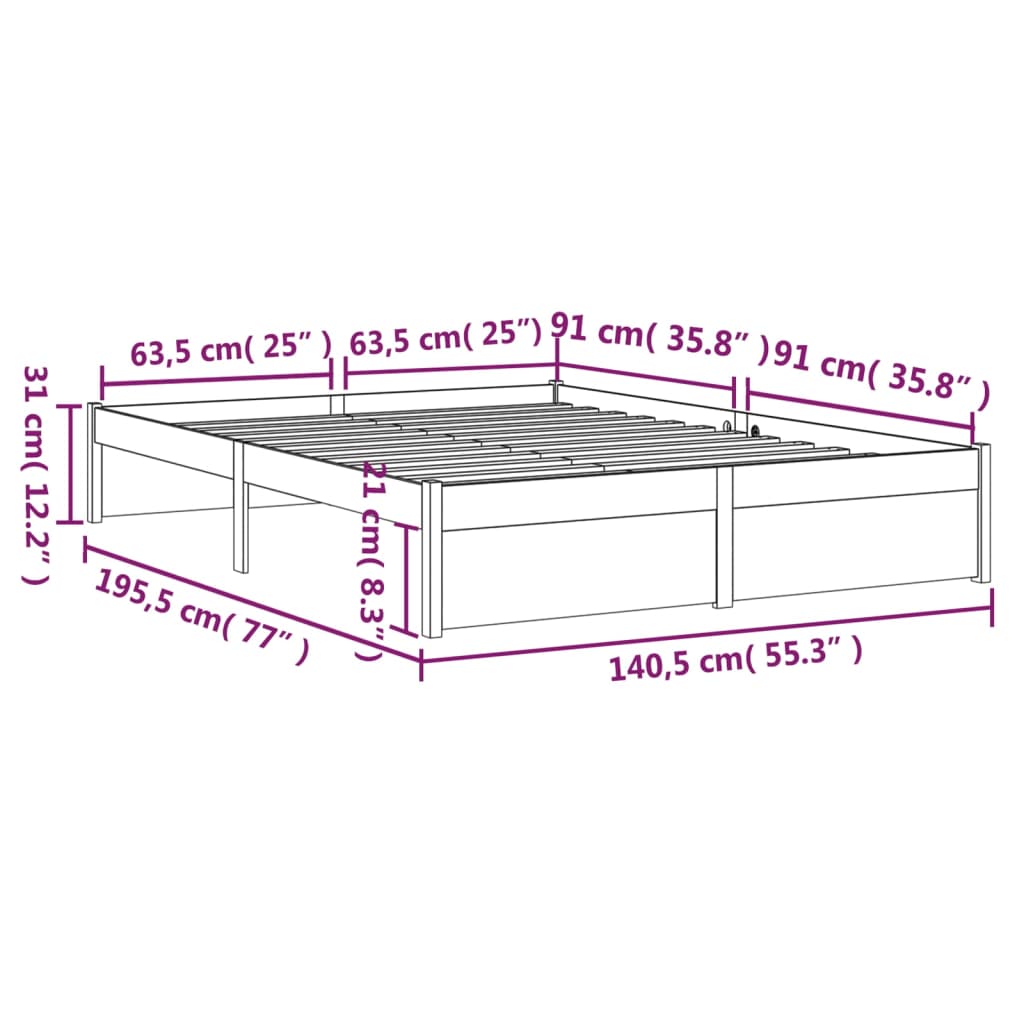 Giroletto Grigio in Legno Massello 135x190 cm Double | homemem39