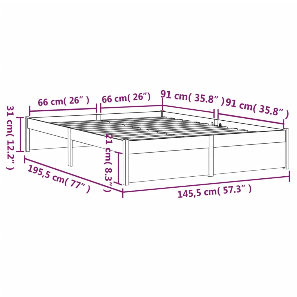 Giroletto senza Materaso Ambra in Legno Massello 140x190 cm | homemem39