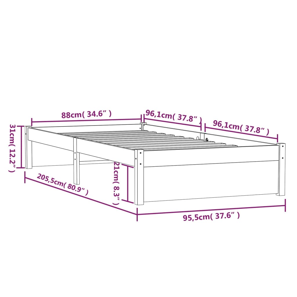 Giroletto in Legno Massello 90x200 cm