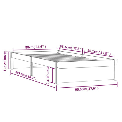 Giroletto senza Materasso Ambra Legno Massello Pino 90x200 cm | homemem39