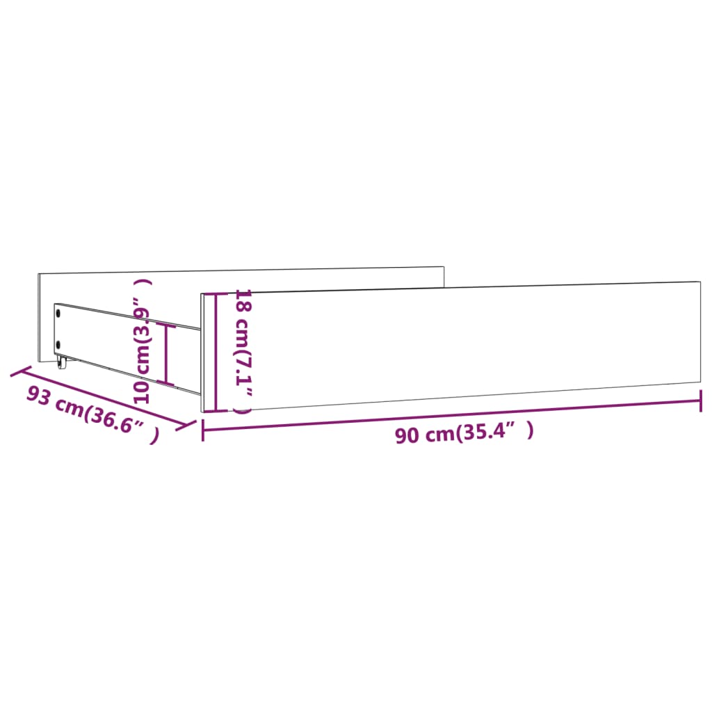 Cassettoni da Letto 2 pz in Legno Massello di Pino