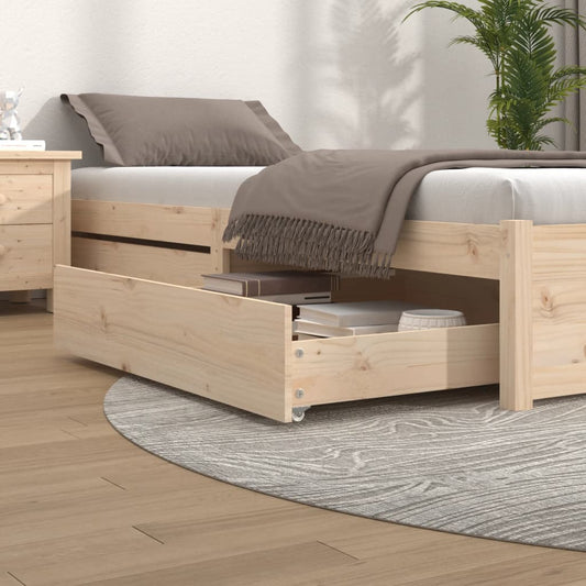 Cassettoni da Letto 2 pz in Legno Massello di Pino