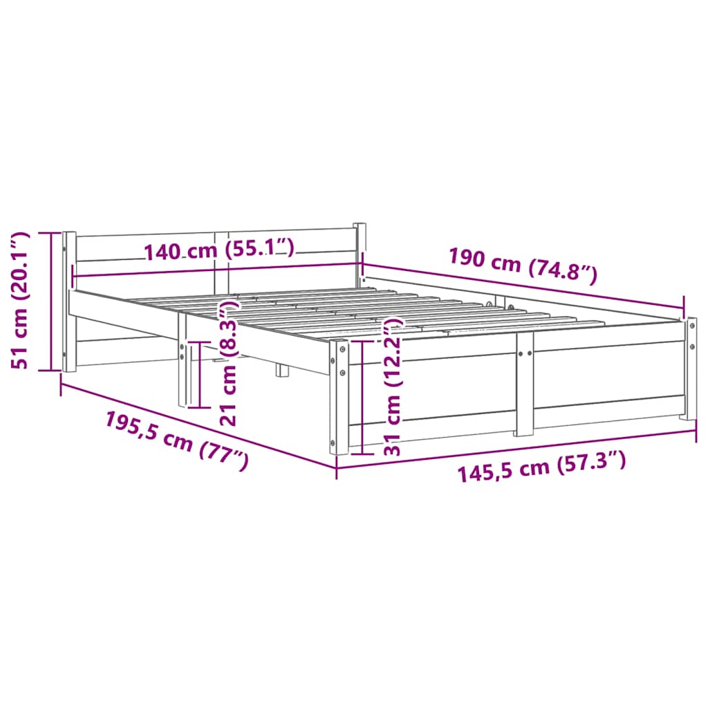 Giroletto Bianco in Legno Massello 140x190 cm | homemem39