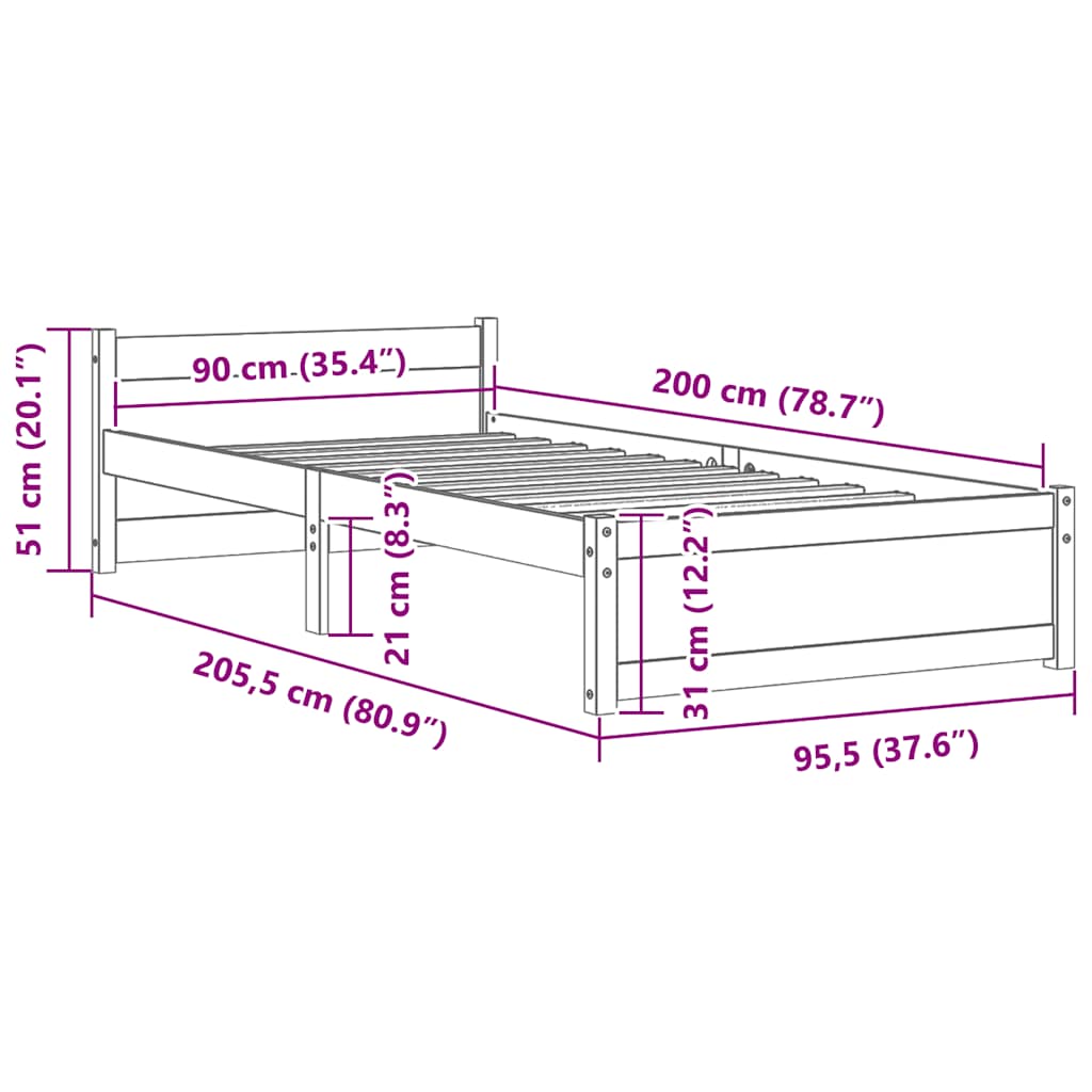Giroletto in Legno Massello 90x200 cm | homemem39