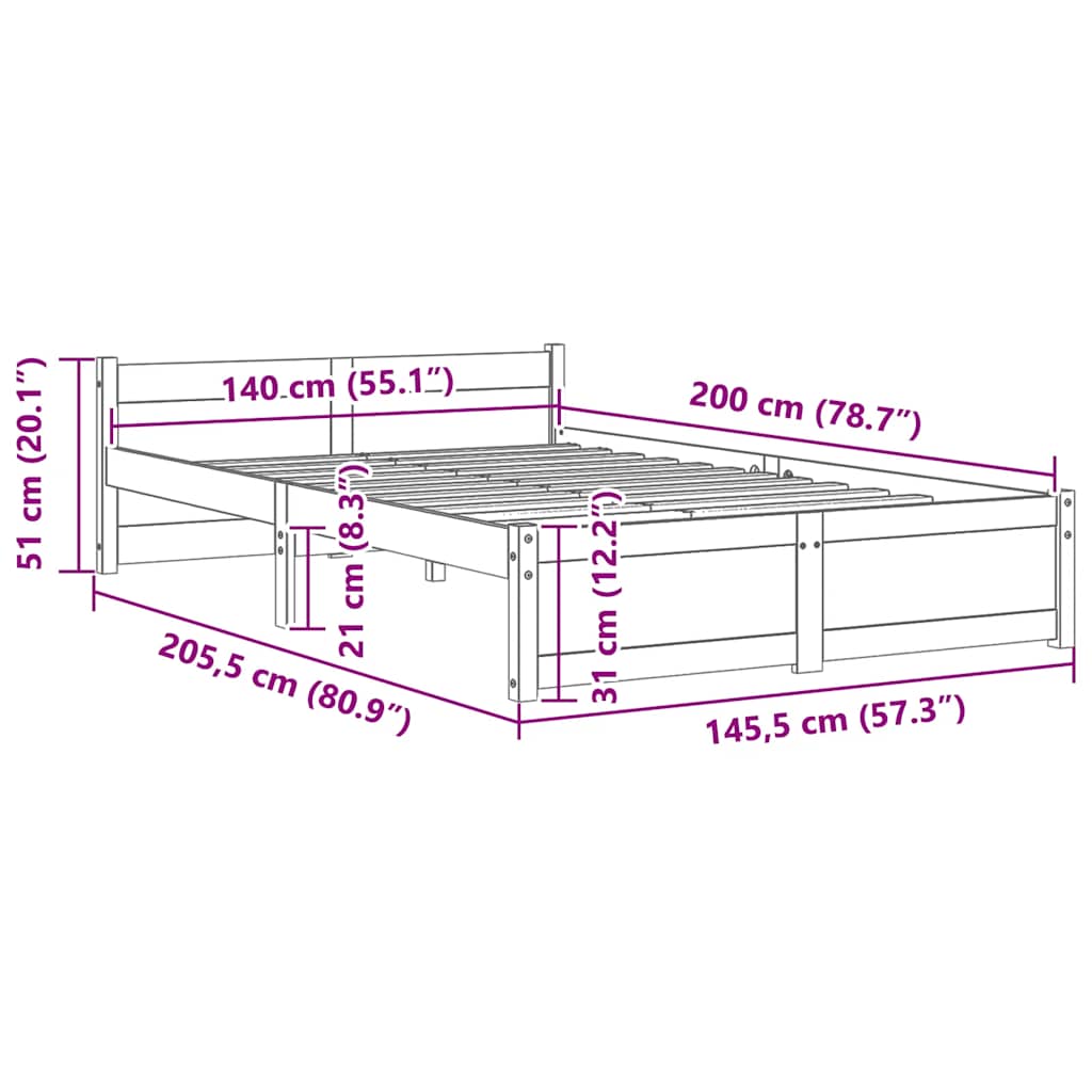 Giroletto Bianco in Legno Massello 140x200 cm | homemem39