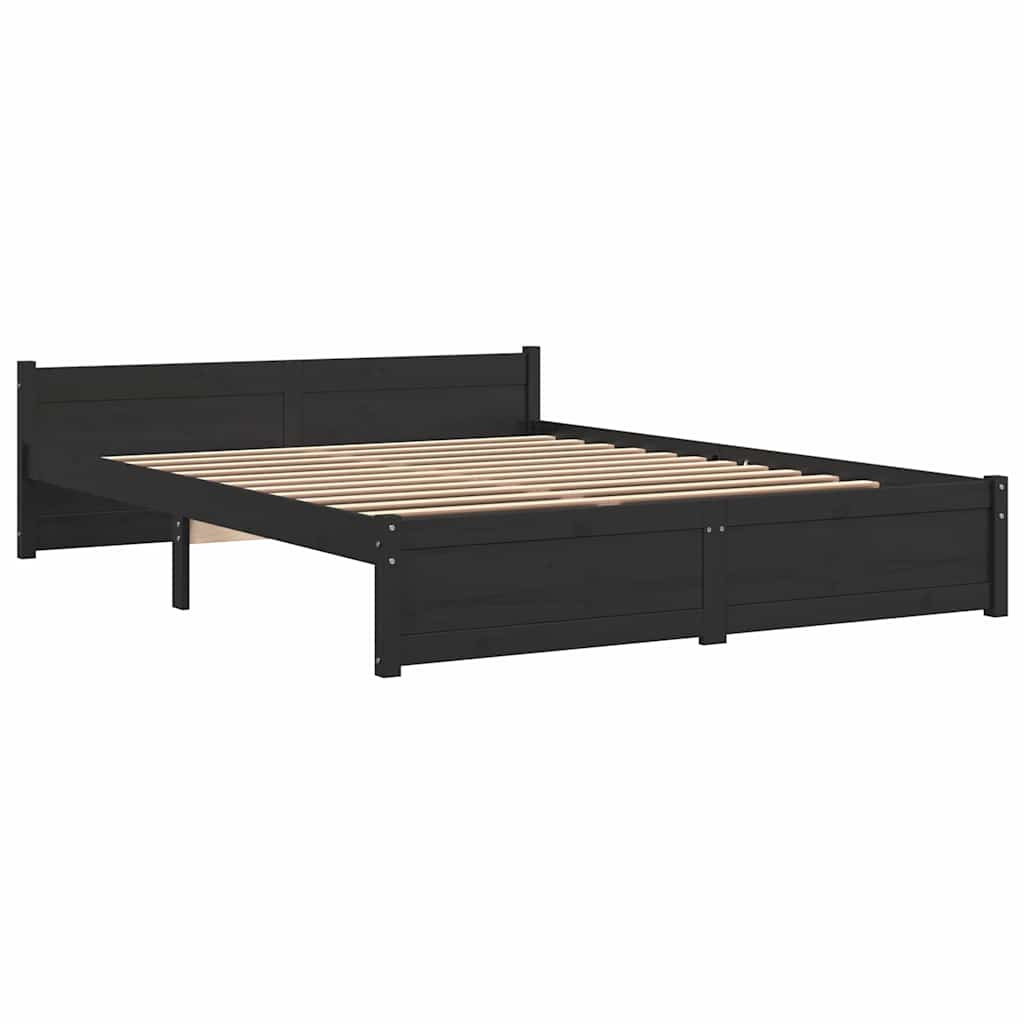 Giroletto Nero in Legno Massello 150x200 cm King Size | homemem39