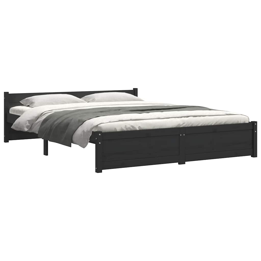Giroletto Nero in Legno Massello 150x200 cm King Size | homemem39