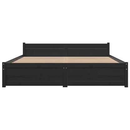 Giroletto Nero in Legno Massello 150x200 cm King Size | homemem39