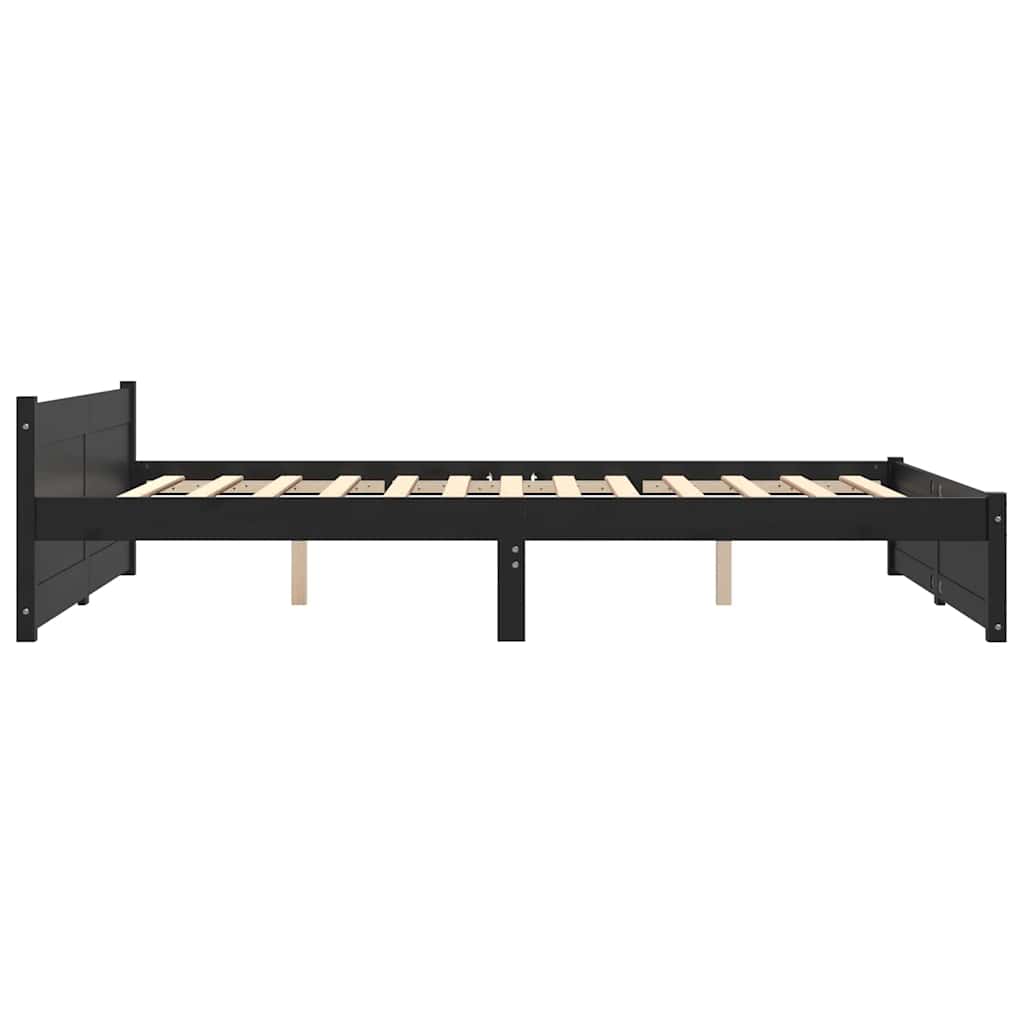 Giroletto Nero in Legno Massello 150x200 cm King Size - homemem39