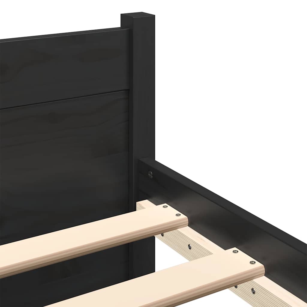 Giroletto Nero in Legno Massello 150x200 cm King Size | homemem39