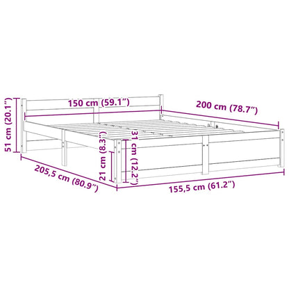 Giroletto Nero in Legno Massello 150x200 cm King Size | homemem39