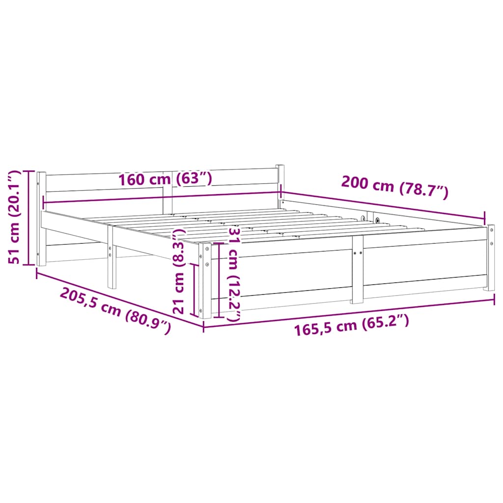 Giroletto Bianco in Legno Massello 160x200 cm | homemem39